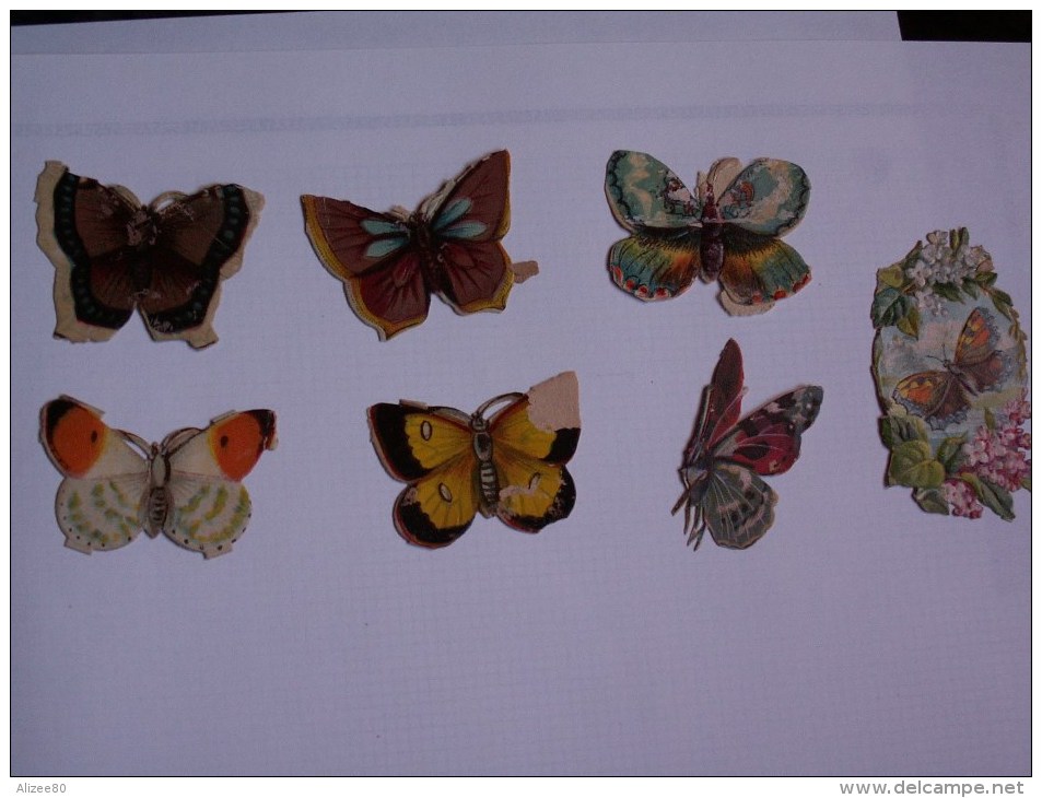 "" JOLI   LOT  7  DECOUPIS  GAUFRES  //  PAPILLONS   "" - Animals