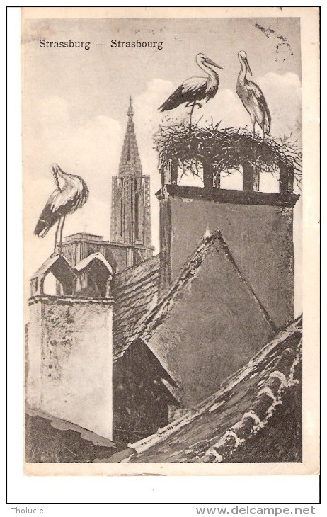 BAS RHIN - SUPERBE CACHET ALLEMAND "STRASSBURG (ELS) 2 J" - 1913 - 2 SCANS-Strasbourg Nid De Cigognes-Illustration - Lettres & Documents