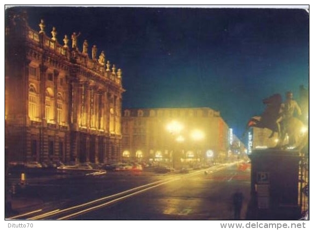 Torino - Piazza Castello - Palazzo Madama E Via Roma Notturno - Formato Grande Viaggiata - D2 - Places & Squares