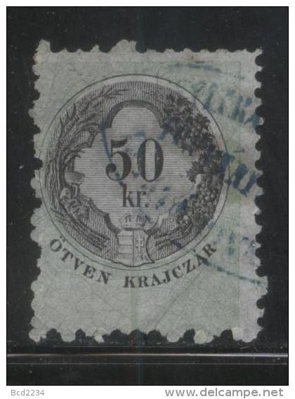 HUNGARY ALLEGORIES 1868 50KR  BLACK & GREEN REVENUE WMK KK STEMPELMARKEN BAREFOOT 014 PELURE PAPER  PERF 9.50 - Steuermarken