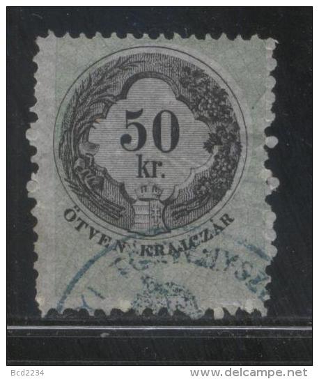 HUNGARY ALLEGORIES 1868 50KR  BLACK & GREEN REVENUE WMK KK STEMPELMARKEN BAREFOOT 014 PELURE PAPER  PERF 11.50 - Steuermarken