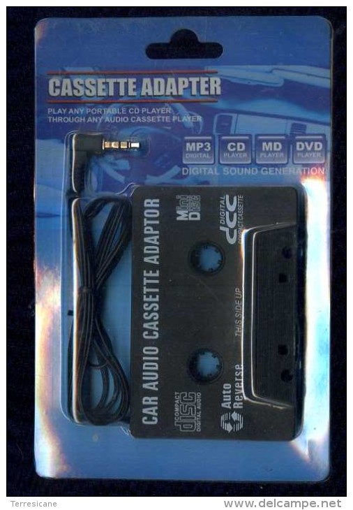 CASSETTE ADAPTER CAR AUDIO CASSETTE ADAPTOR CD PLAYER MP3 CD MD DVD IPOD NUOVO IN BLISTER - Audiokassetten