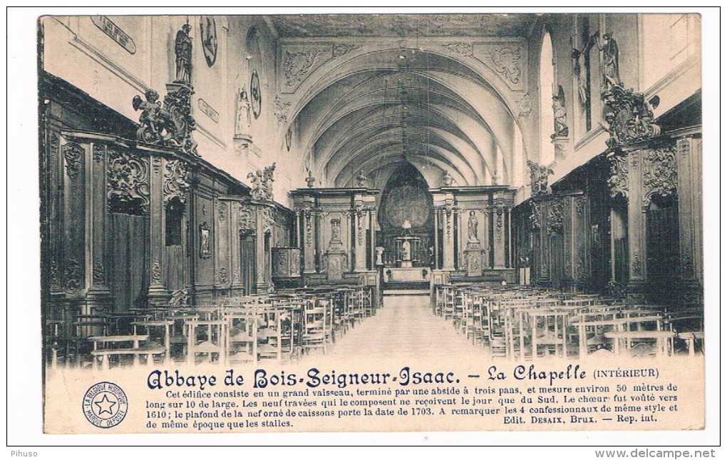 B4778     BOIS-SEIGNEUR : Abbaye - La Chapelle, Interieur - Braine-l'Alleud