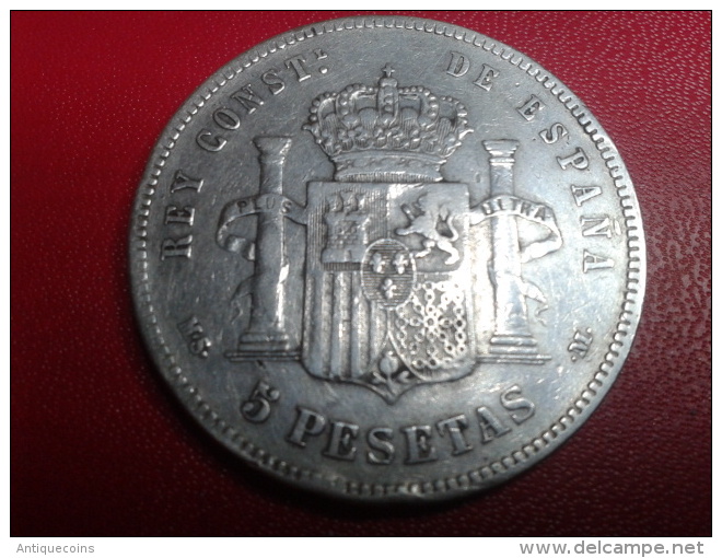 SPAIN : "5 PESETAS 1885 (87) - Monedas Provinciales