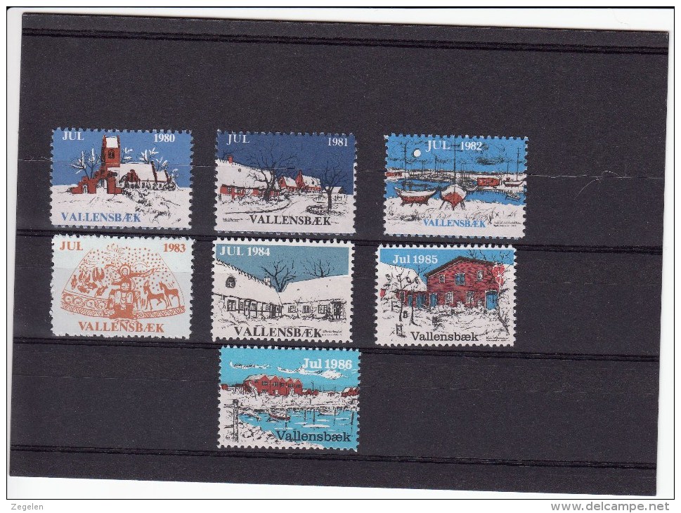 Denemarken Kerstvignetten Vallensbaek Idraetsforening 1980/1986 38.00 DKK - Local Post Stamps