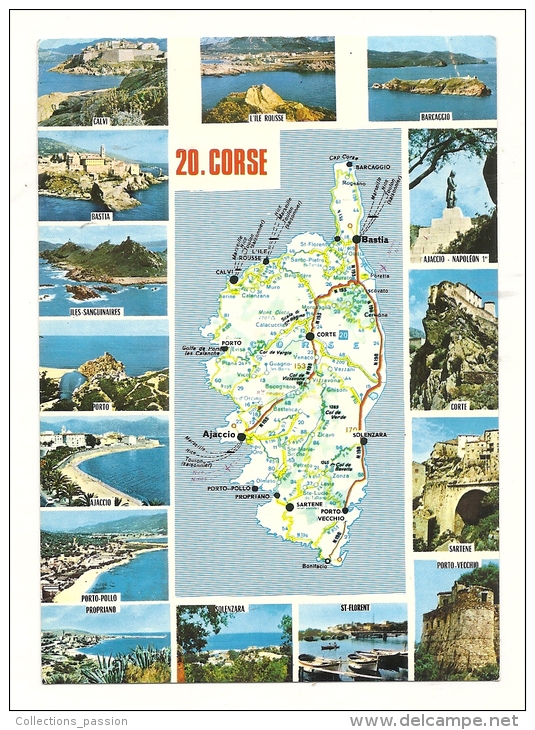 Cp, Carte Géographique, Corse, Voyagée 1980 - Landkarten