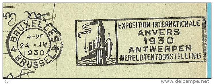 Kaart Met Als Aankomst Mekanische Vlagstempel EXPOSITION INTERNATIONALE ANVERS 1930 / WERELDTENTOONSTELLING ANTWERPEN - Vlagstempels