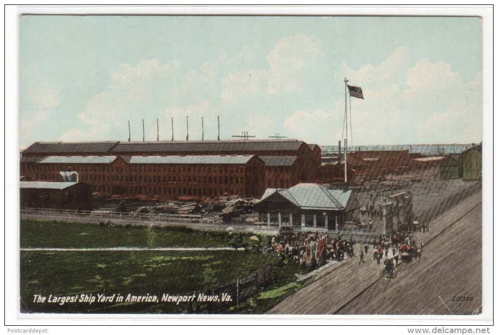 Largest Ship Yard In US Newport News Virginia 1910c Postcard - Newport News