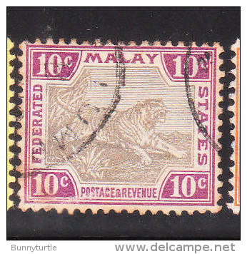 Malaya Federated Malay States 1901 Tiger 10c Used - Federated Malay States