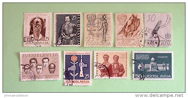 Yugoslavia 1961/62 Malaria Mosquito Unesco Nubia Monuments Flower And Gun Folk Songs Music - Oblitérés