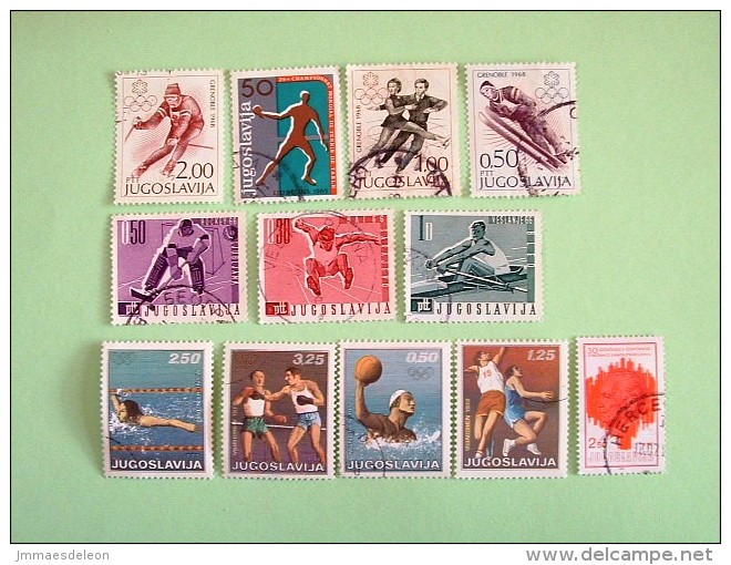 Yugoslavia 1965/72 Sports Table Tennis Skiing Dance On Ice Hockey Jump Boxing Swimming Basketball Water Polo - Used Stamps