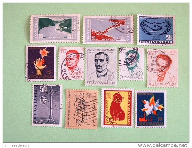 Yugoslavia 1964/65 Romania Hands Dove UIT Television Tower Soldier Cat Poet Tito - Used Stamps