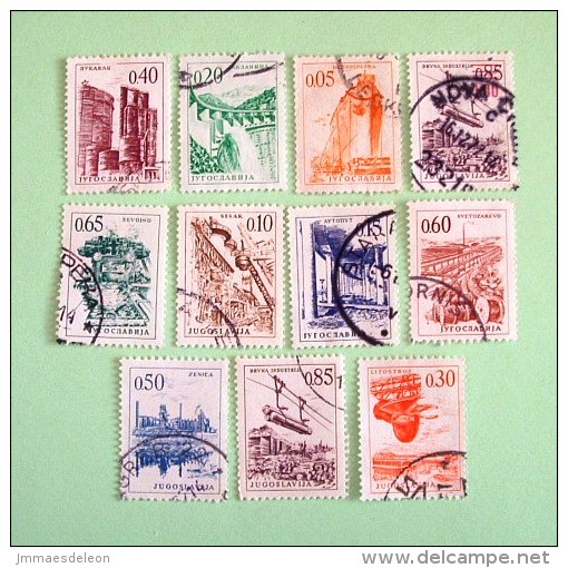 Yugoslavia 1966/76 Industry Hydroelectricity Lumber Motor Ship Steel Bridge Cable Factory Oil - Used Stamps