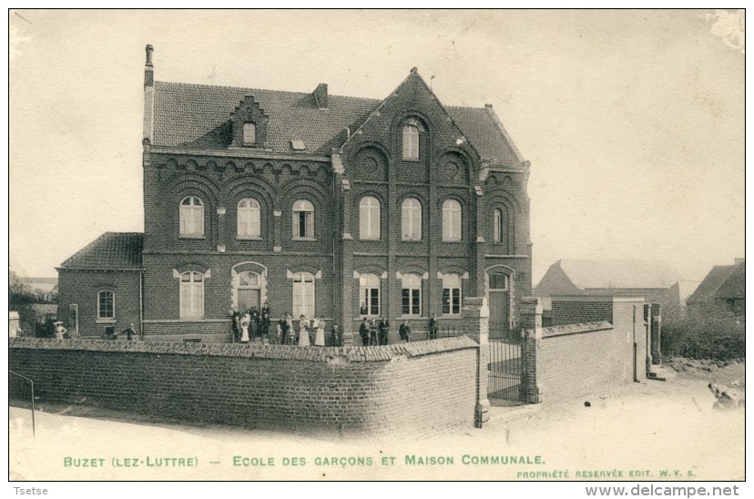 Buzet ( Lez Luttre ) - Ecole Des Garçons Et Maison Communale ( Voir Verso ) - Pont-a-Celles