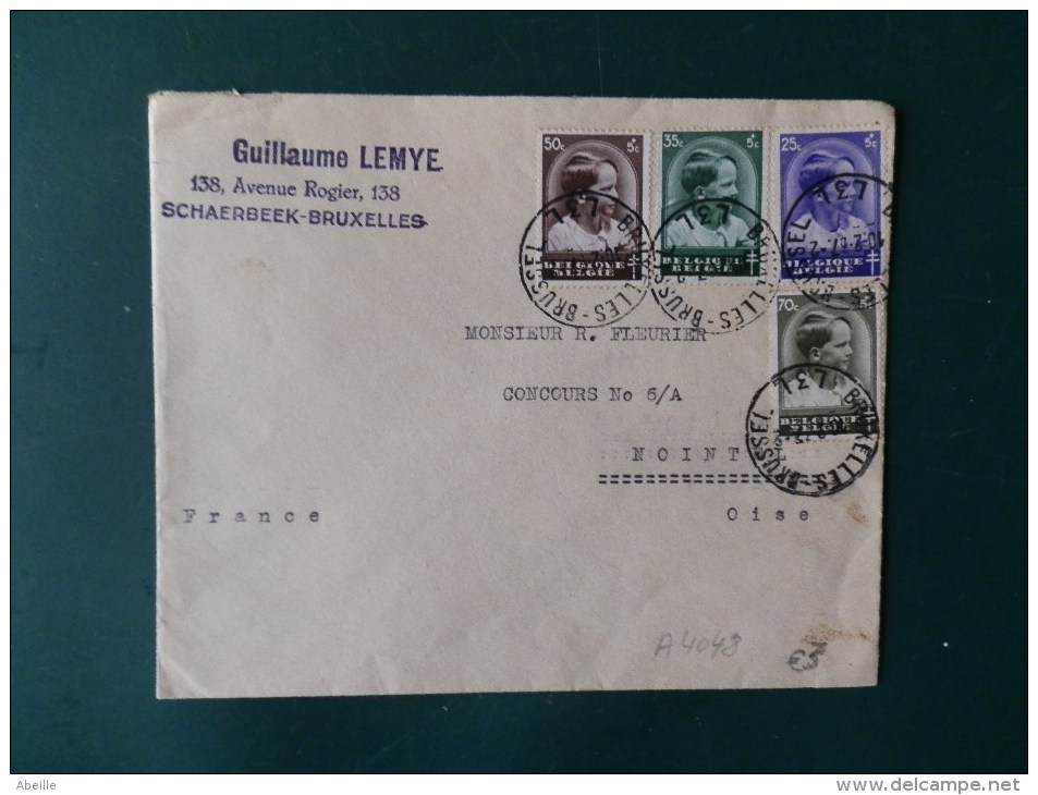 A4048   LETTRE  POUR LA FRANCE  1937 - Andere & Zonder Classificatie