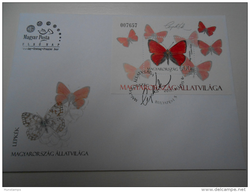 Hungary 2011. Animals / Butterfly Sheet On FDC - Papillons