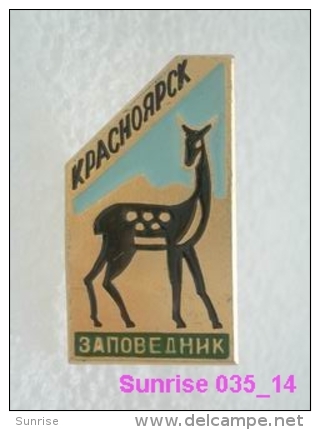 Animals: Roe - Roe Deer - Capreolus - National Park Krasnoyarsk / Old Soviet Badge_035_an3665 - Animals