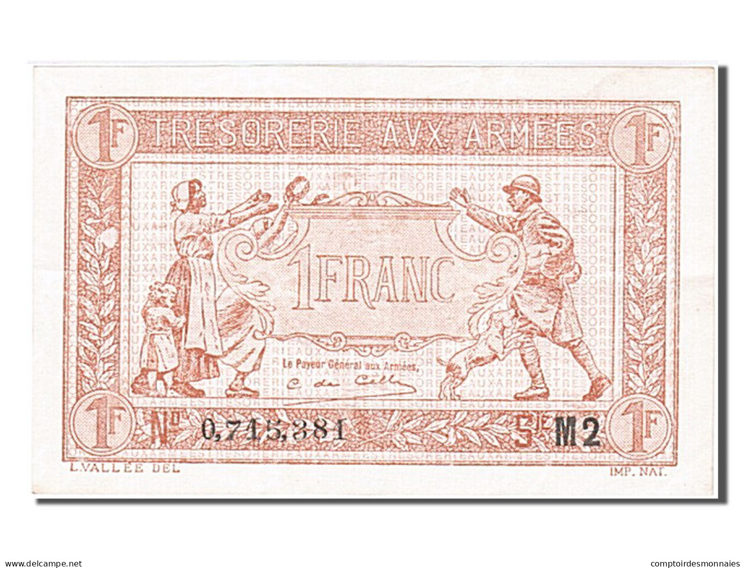 Billet, France, 1 Franc, 1917-1919 Army Treasury, 1919, SUP, Fayette:VF 4.20 - 1917-1919 Trésorerie Aux Armées