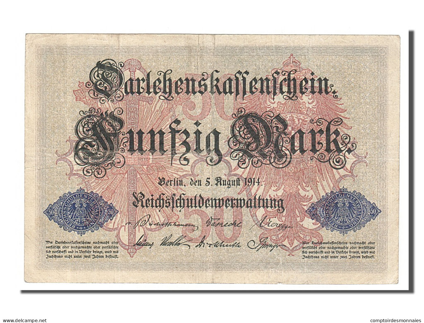 Billet, Allemagne, 50 Mark, 1914, 1914-08-05, TTB - 50 Mark