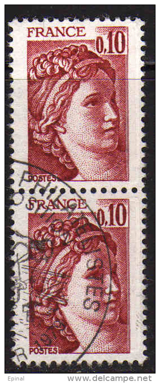 FRANCE : N° 1965 Oblitéré En Paire Verticale (Type Sabine) - PRIX FIXE - - 1977-1981 Sabine Of Gandon