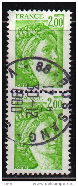 FRANCE : N° 1977 Oblitéré En Paire Verticale (Type Sabine) - PRIX FIXE  - - 1977-1981 Sabina Di Gandon