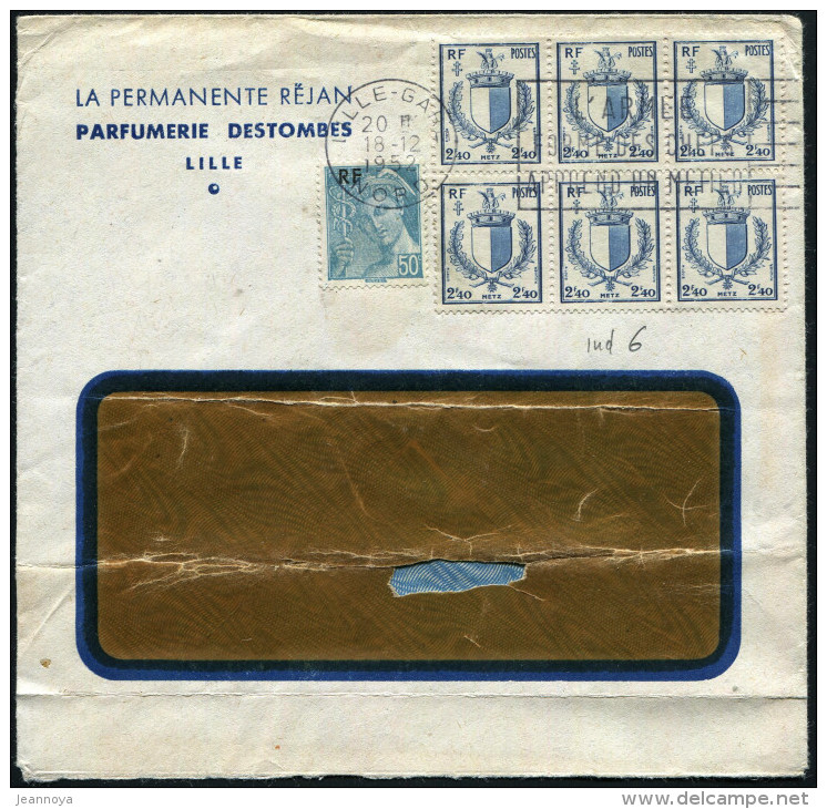 FRANCE - ARMOIRIES - N° 734 (6) + 660 / LETTRE O.M. LILLE LE 18/12/1952 - TB - 1941-66 Coat Of Arms And Heraldry