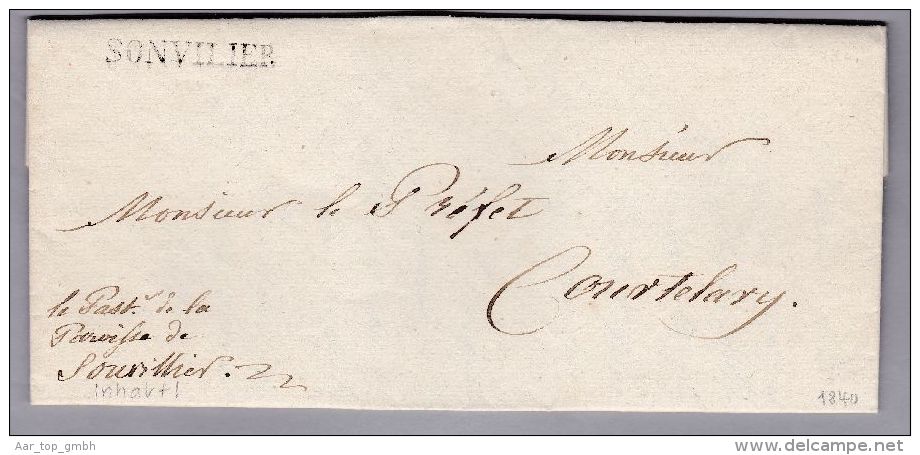 Heimat BE SONVILLIER 1840-02-01 Auf Vorphila Brief Nach Courtelary - ...-1845 Vorphilatelie