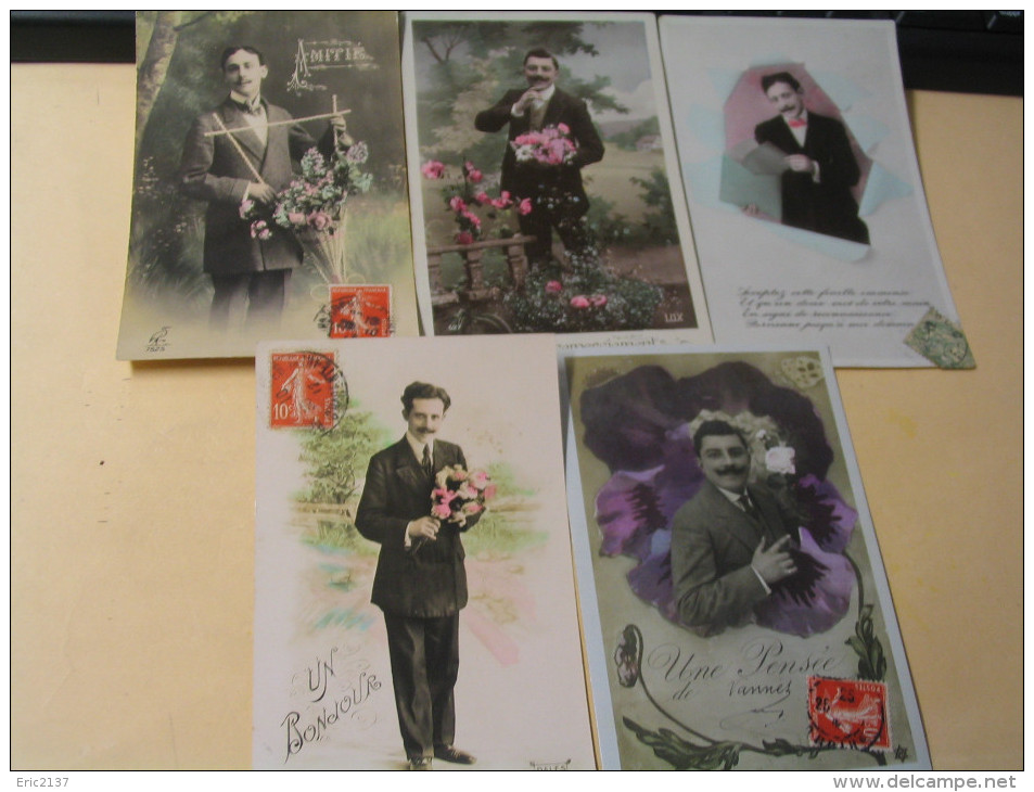 LOT DE 5 CARTES MESSAGES D'HOMMES........ - 5 - 99 Cartes