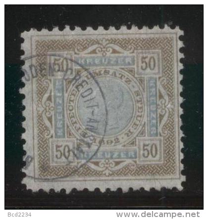 AUSTRIA EFFEKTEN-UMSATZSTEUR STOCK TRANSFER TAX REVENUE 1893 50KR BLUE & BROWN THIN TRANSPARENT PAPER PERF 10.75X10.50 - Revenue Stamps