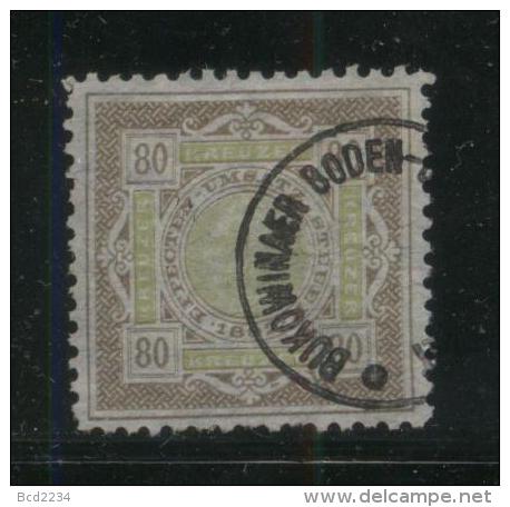 AUSTRIA EFFEKTEN-UMSATZSTEUR STOCK TRANSFER TAX REVENUE 1893 80KR GREEN & BROWN THIN TRANSPARENT PAPER PERF 11X11 - Revenue Stamps