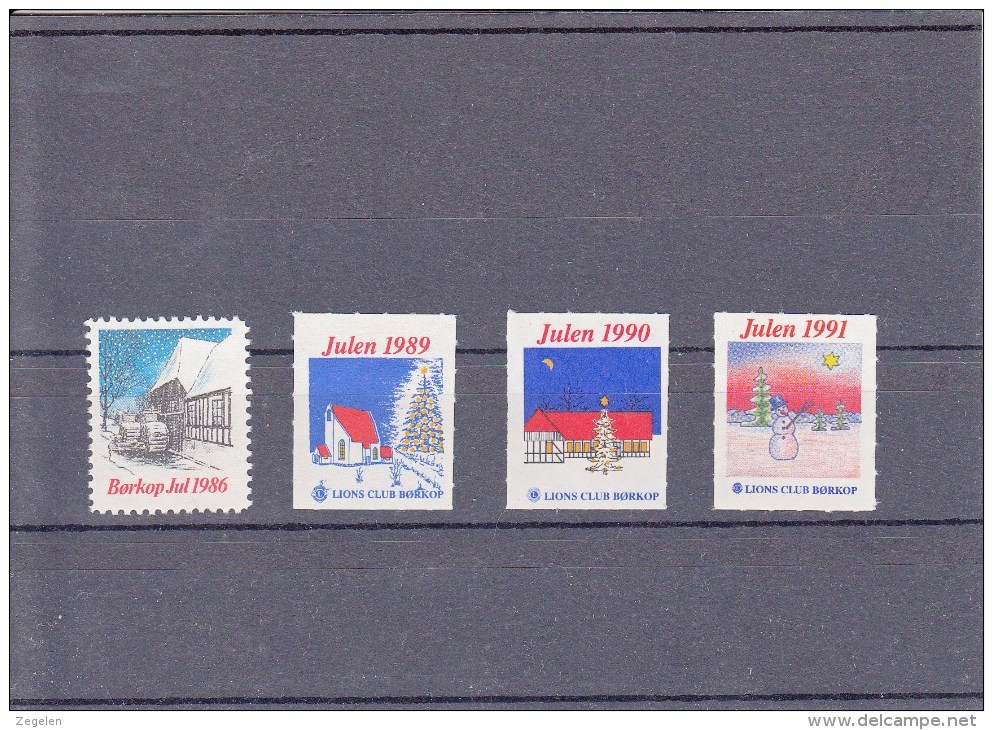 Denemarken Kerstvignetten Borkop Lions Club 1986/1991** Cat. 16.00 DKK - Local Post Stamps