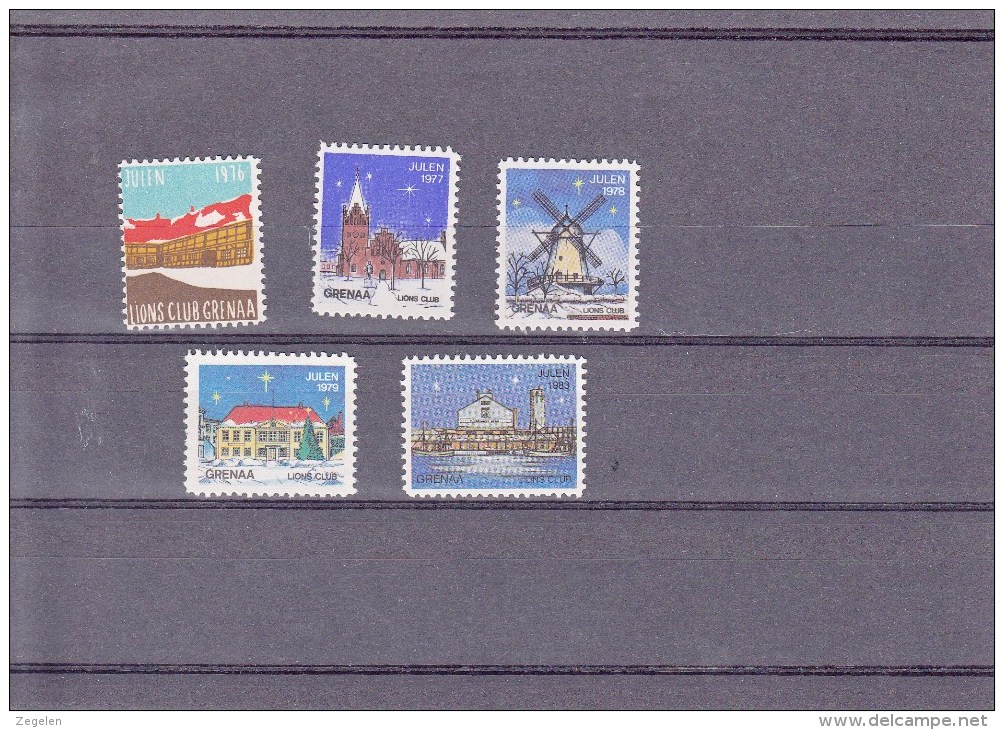 Denemarken Kerstvignetten Grenaa Lions Club 1976/1983** Cat. 56.00DKK - Local Post Stamps