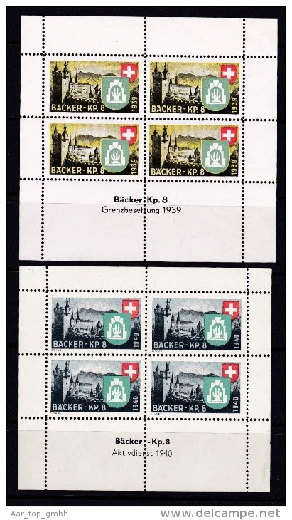 Schweiz Soldatenmarken 1939/40 - 2 Block " Bäker KP.8 " - Vignetten