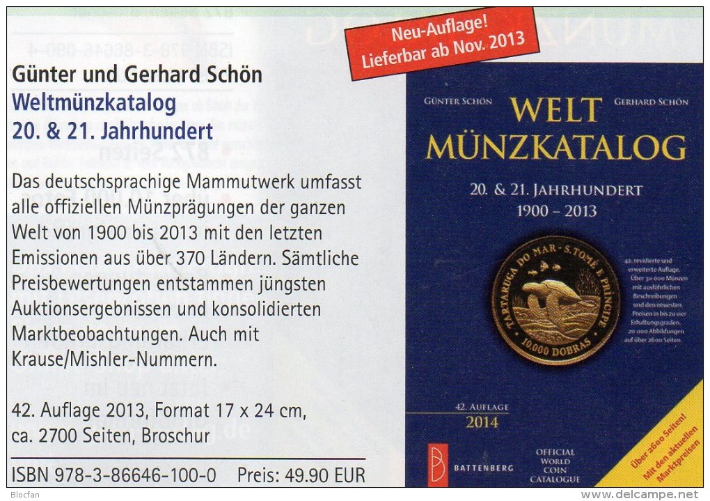 Coins Of The World Welt-Münzkatalog 2014 Schön New 50€ Münzen 20/21.Jahrhundert A-Z Europa Amerika Afrika Asien Oceanien - Unclassified