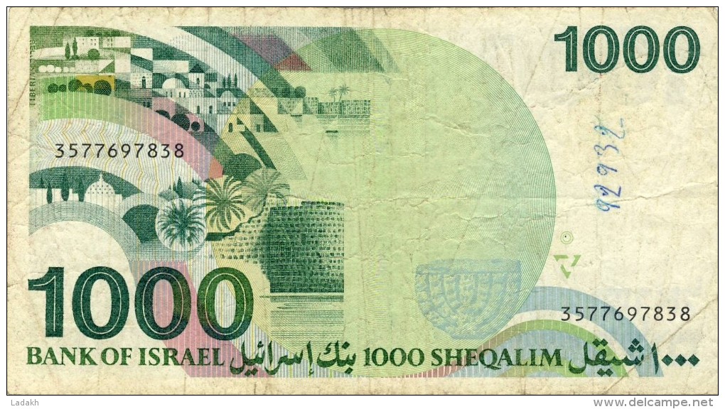 BILLET # ISRAEL # 1000  SHEQALIM  # 1983 / PICK 49 #  CIRCULE   # - Israel