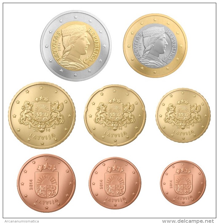 LETTLAND  Set  8 EURO-COINS  2.014  2014  Stempelglanz   T-DL-10.613 - Latvia