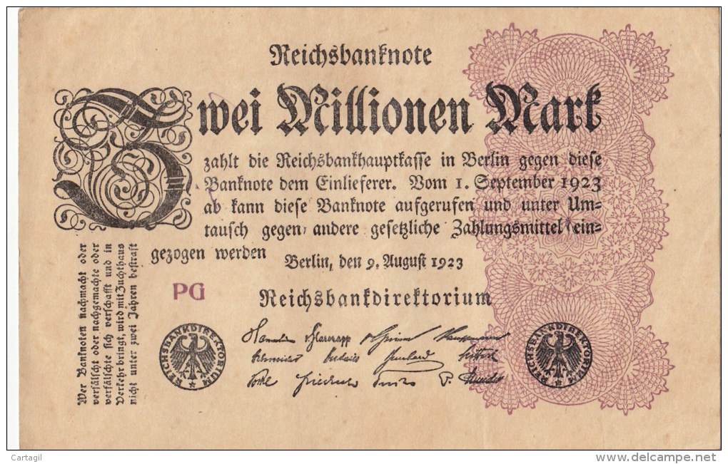 Billets - B1055-  Allemagne   - Billet   Zwei  Millionen   Mark 1923 ( Type, Nature, Valeur, état... Voir Scan) - 2 Mio. Mark