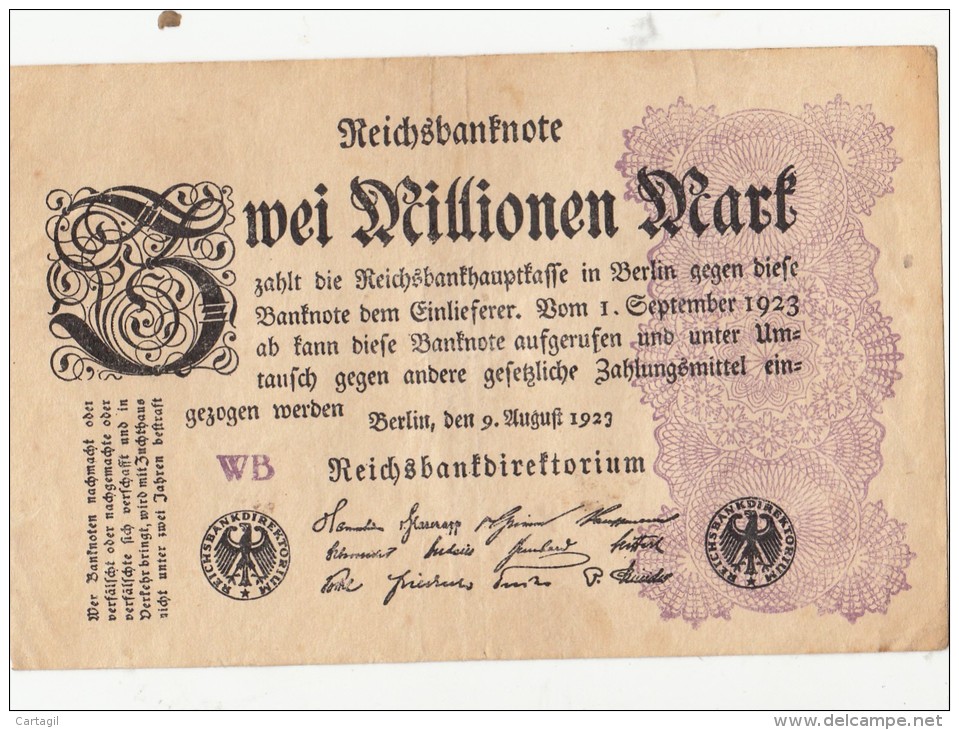 Billets - B1056-  Allemagne   - Billet   Zwei  Millionen   Mark 1923 ( Type, Nature, Valeur, état... Voir Scan) - 2 Mio. Mark