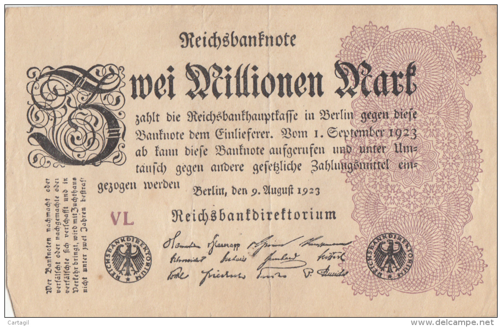 Billets - B1057-  Allemagne   - Billet   Zwei  Millionen   Mark 1923 ( Type, Nature, Valeur, état... Voir Scan) - 2 Miljoen Mark