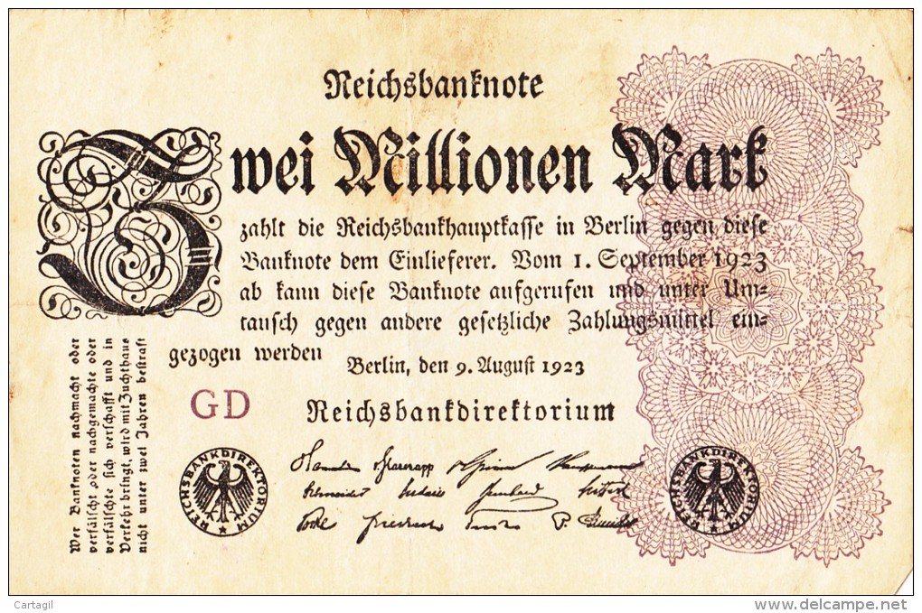 Billets - B1058-  Allemagne   - Billet   Zwei  Millionen   Mark 1923 ( Type, Nature, Valeur, état... Voir Scan) - 2 Mio. Mark