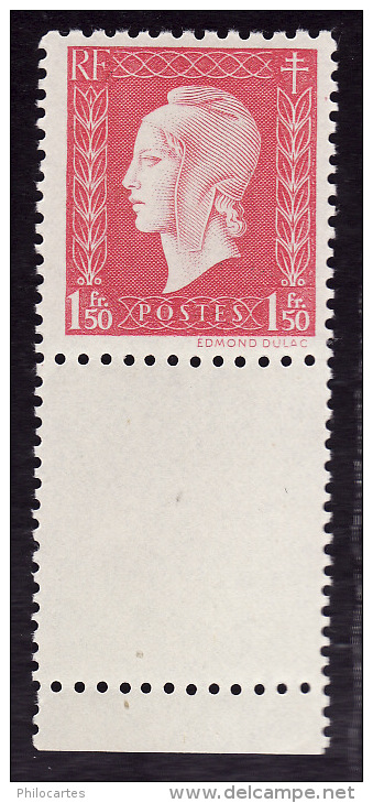 FRANCE  1945  -  Y&T  690  -   Dulac  1f50   -  NEUF** Bas De Feuille - 1944-45 Marianne Van Dulac