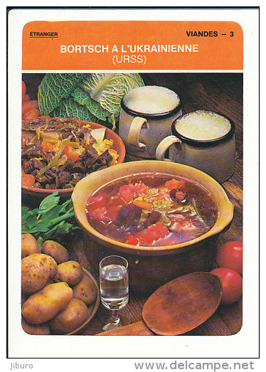 1 Fiche Recette BORTSCH à L'Ukrainienne (URSS) / Ukraine  / Fich-01/1 - Küche & Rezepte