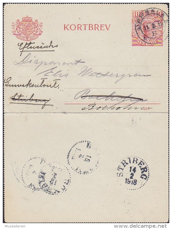 Sweden Postal Stationery Ganzsache Entier Kortbrev Private Print SVERIGES RIKSBANK, UPSALA 1918 (2 Scans) - Ganzsachen