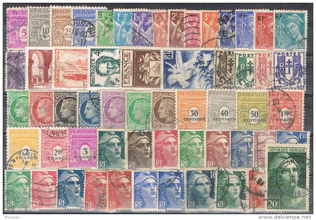 R 313. Ficha Con 452 Sellos, Restos De Coleccion De Francia 1944- 1960 */º - Colecciones Completas