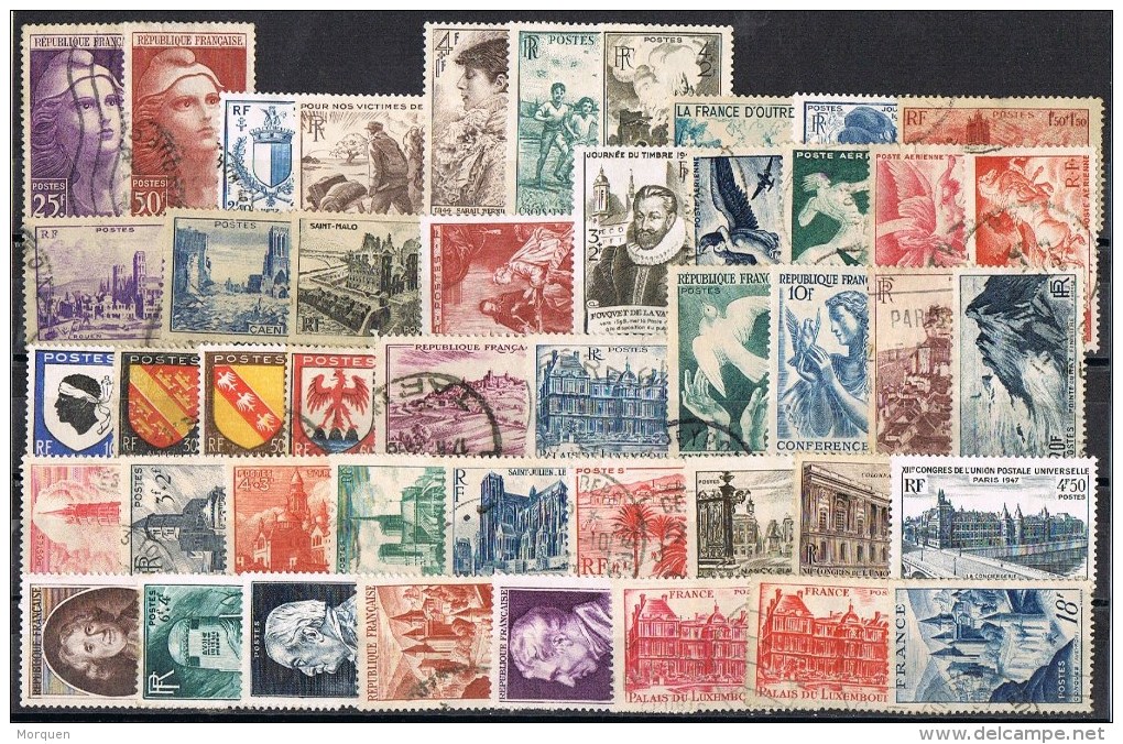 R 313. Ficha Con 452 Sellos, Restos De Coleccion De Francia 1944- 1960 */º - Collections