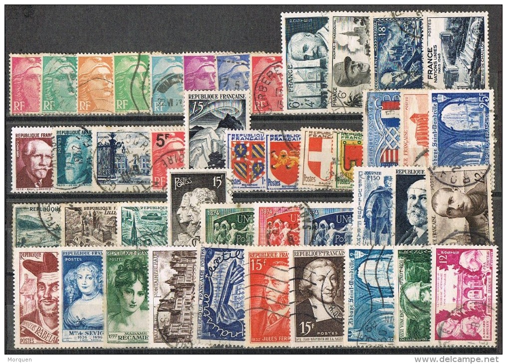 R 313. Ficha Con 452 Sellos, Restos De Coleccion De Francia 1944- 1960 */º - Collections