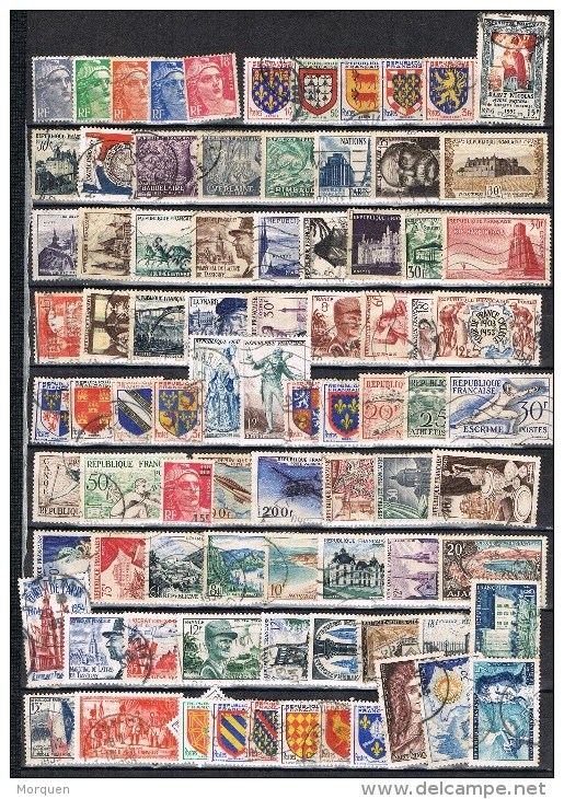 R 313. Ficha Con 452 Sellos, Restos De Coleccion De Francia 1944- 1960 */º - Colecciones Completas