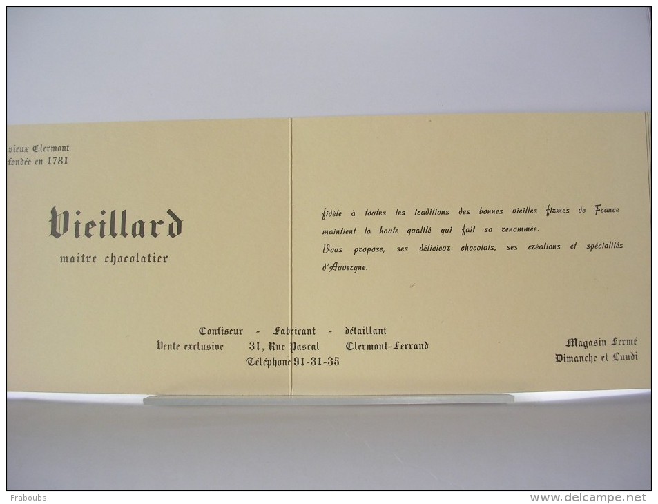 63 - CLERMONT FERRAND - VIEILLARD - MAITRE CHOCOLATIER - Paperboard Signs