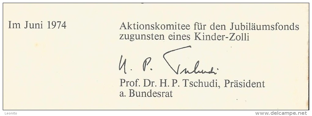 ZOO BASEL Spendenkarte Für Den KINDER-ZOLLI Flamingos Jubiläumsfonds A. Bundesrat Tschudi 1974 - Basel