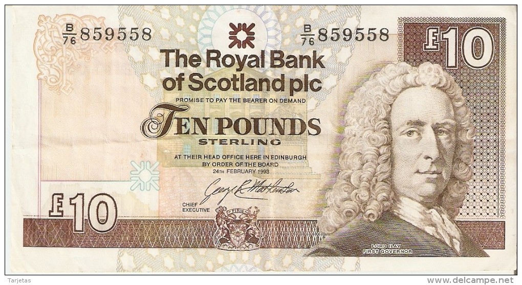 BILLETE DE ESCOCIA DE 10 POUND DEL AÑO 1993  (BANKNOTE) - 10 Pounds